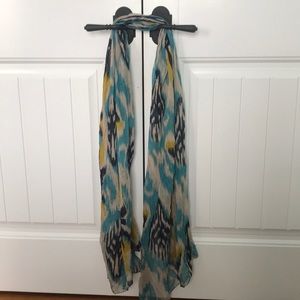 Blue teal yellow scarf new long